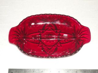 Vintage Anchor Hocking Royal Ruby Red Glass Nut Candy Dish With Box