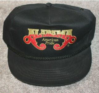 Vtg 80s Alabama American Pride Rope Strapback Hat Crown Black Country Music Band