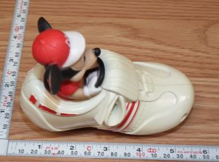 Vintage Walt Disney illco Mickey Mouse Driving Red & White Shoe Car Toy READ 2