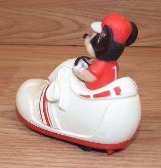 Vintage Walt Disney illco Mickey Mouse Driving Red & White Shoe Car Toy READ 3
