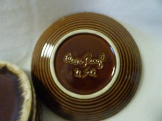 VINTAGE HULL.  BROWN DRIP GLAZE OVEN PROOF USA SET OF 6 BREAD & BUTTER PLATES 2