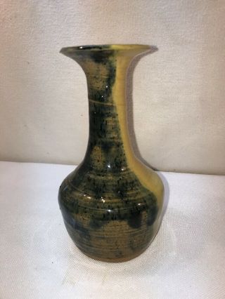 Vtg Signed Lg Small Pottery Studio Art Brown Earth Tone Flower Bud Vase Western