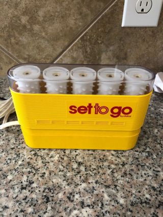 Vintage 1975 Set To Go By Clairol Traveling Electric 5 Hot Rollers Curlers (19)