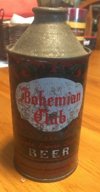 Vintage Bohemian Club Cone Top Beer Can