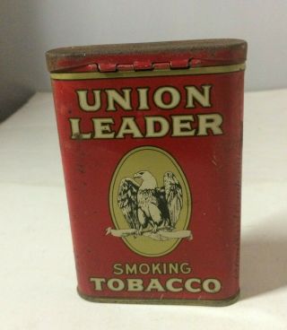 UNION LEADER SMOKING EAGLE TOBACCO METAL TIN PIPE CIGARETTE VINTAGE W/STRIKER 2