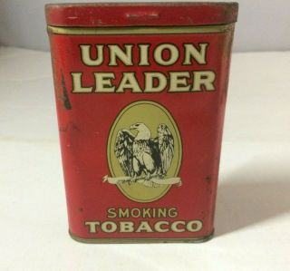 UNION LEADER SMOKING EAGLE TOBACCO METAL TIN PIPE CIGARETTE VINTAGE W/STRIKER 3