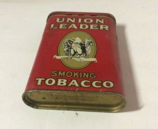 UNION LEADER SMOKING EAGLE TOBACCO METAL TIN PIPE CIGARETTE VINTAGE W/STRIKER 5