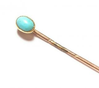 Antique Victorian 9ct Gold And Turquoise Stick Pin