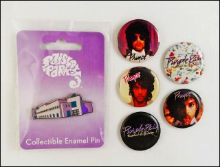 Prince 2017 Paisley Park Studio Pin & 5 Vintage 80 