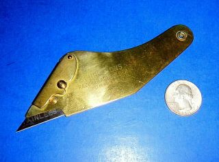 Unusual Vintage Brass Schul - Sons Razor Blade Holder Knife