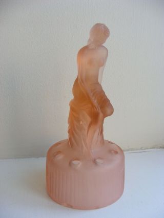 Vintage Art Deco Sowerby Pink Frosted Glass Lady Centerpiece