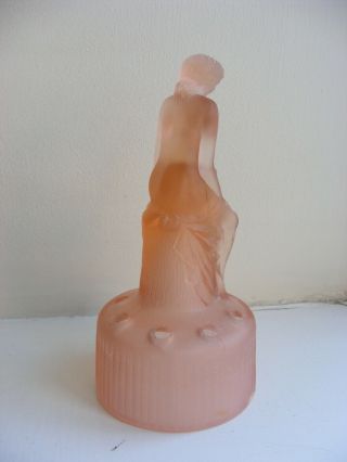 Vintage Art Deco Sowerby Pink Frosted Glass Lady Centerpiece 2
