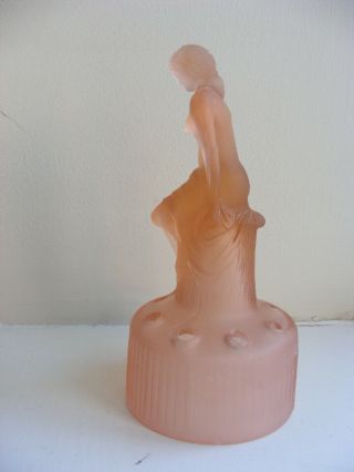 Vintage Art Deco Sowerby Pink Frosted Glass Lady Centerpiece 3