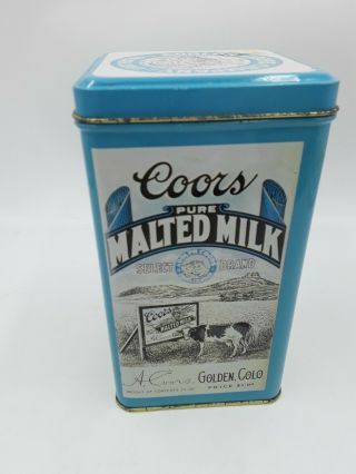 Coors Malted Milk Collectible Tin Contemporary Blue White Authorized Vintag Beer