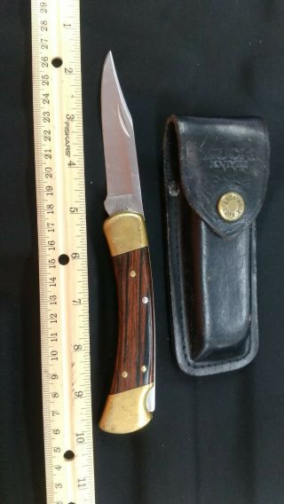 Buck 110 Folding Knife.  Vintage.  Origanl Leather Belt Sheath.  Usa.