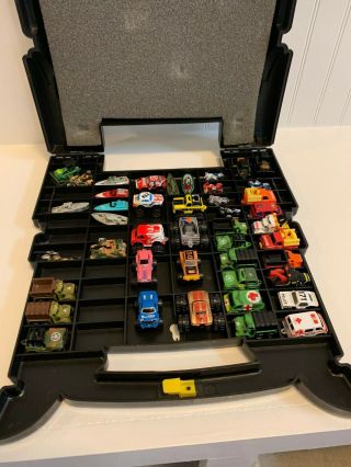 Vintage Galoob Micro Machines (44) Semi Truck Carrying Case And 2 Trailers