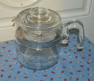 Vintage Pyrex Flameware 6 Cup Clear Glass Coffee Pot 7756 Usa