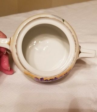 Nippon Vintage Creamer Sugar Bowl Hand Painted Violets 4