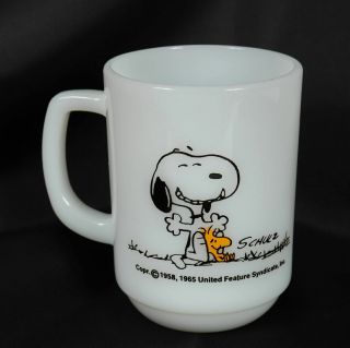 Vintage Fire King Snoopy Coffee Tea Mug Cup This Has Been A Good Day Milk Glass