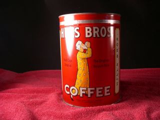 VINTAGE HILLS BROS.  COFFEE TIN RED CAN BRAND COPYRIGHT 22,  32 & 1936 3