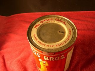 VINTAGE HILLS BROS.  COFFEE TIN RED CAN BRAND COPYRIGHT 22,  32 & 1936 5