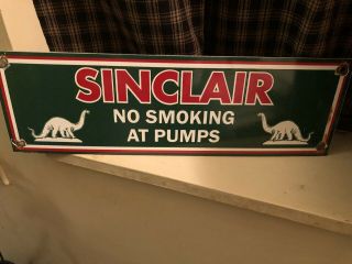 Sinclair No Smoking At Pumps Porcelain Sign Vintage