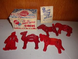 Vintage Domar Red Plastic Circus Cookie Cutter Set
