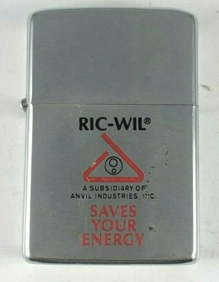 Vintage 1975 2 - Color Zippo Lighter With Ric - Wil Advertisement In