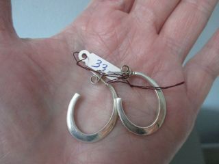 Sterling Silver Open Oval Hoop Ladies Earrings Artistic Vintage Shiny