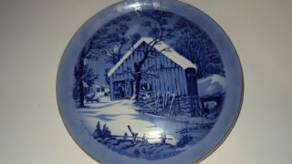 Vintage Currier & Ives Collectible Antique Plate,  The Old Homestead In Winter