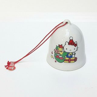 Vintage Sanrio Hello Kitty Bear Doll Gift Christmas Ornament Pocelain Bell 1976