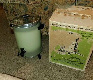 Vintage Avocado West Bend 12 - 30 Cup Coffee Pot Percolator Electric Party Perk