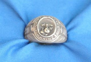 Vintage Sterling Silver Us Mc Ring Size - 11.  703