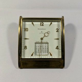 Vintage Remembrance Swiss 8 Day Calendar Travel Desk Clock Mechanical