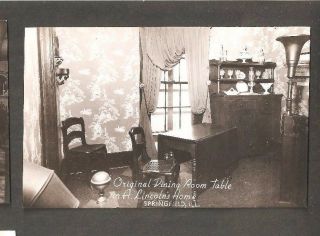 Vtg Postcard A.  Lincoln Home Springfield Ill Il Illinois Rppc Dining Room Table