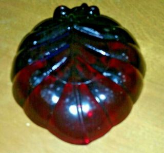 2 Vintage Anchor Hocking Ruby Red Glass Leaf Shaped Ashtray 4