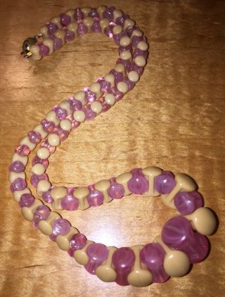 Vintage All Glass " Dog Bone " Bead Puzzle 17 1/2 " Choker Necklace All