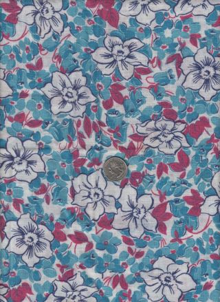 Vintage Feedsack Turquoise Blue White Floral Feed Sack Quilt Sewing Fabric 28x34
