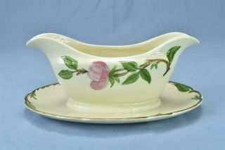 Vintage Franciscan Desert Rose Gravy Boat Attached Underplate California 8380