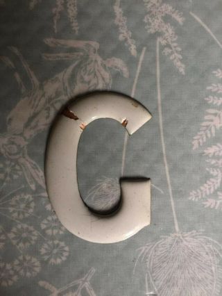 Old Vintage 1950s Enamel On Copper Letter G 11cms Height X 7 1/2cms