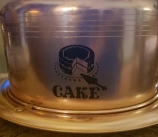 Vintage West Bend Copper Color Cake Plate Carrier / Locking Lid & Moisture Disc