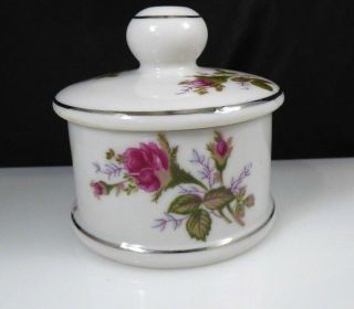 Vintage Porcelain Ceramic Pink Rose Flowers Trinket Box Chase Japan Jewelry Box