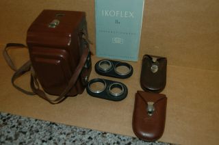 Vintage Zeiss Ikon Ikoflex Iia,  Case,  Aux Lens,  Manuals