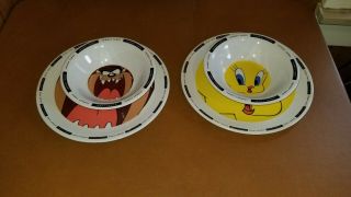 Vtg 1996 Looney Tunes Tweety Bird Taz Devil Plate & Bowl Zak Designs Warner Bros