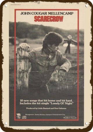 1985 John Cougar Mellencamp Scarecrow Album Release Vintage Look Metal Sign