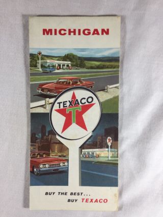 Vintage 1960 Texaco Touring Road Map Michigan Gas Oil Service Station Mi
