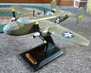 Vintage Wwii B - 25 " Mitchell " Bomber Wood Desk Top Model Plane.  One