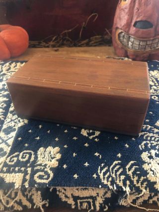Vintage Small Wooden Cedar Trinket Stash Box With Wood Inlay Handmade