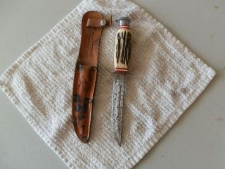 4 Gesco Vintage Western Bowieknife W/sheath 8 3/4 Usa Very Old