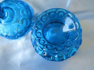 Vintage L.  E.  Smith Large Blue Glass Compote Candy Dish w/Lid Moon and Stars 3